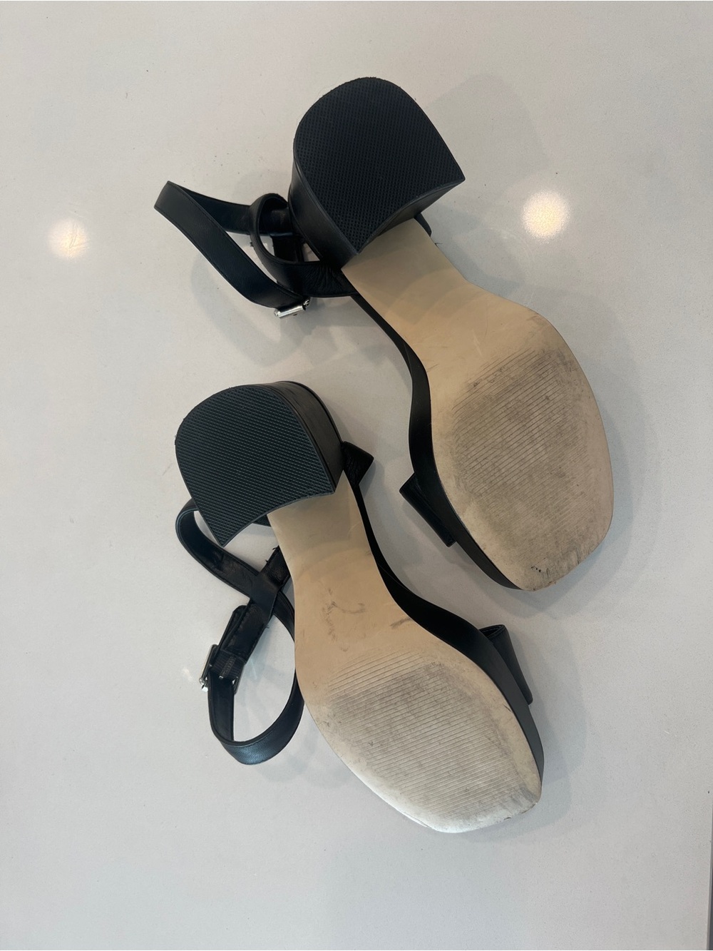 Steve Madden Black Platform Block Heel Sandals with Ankle Strap - Picture 4 of 4